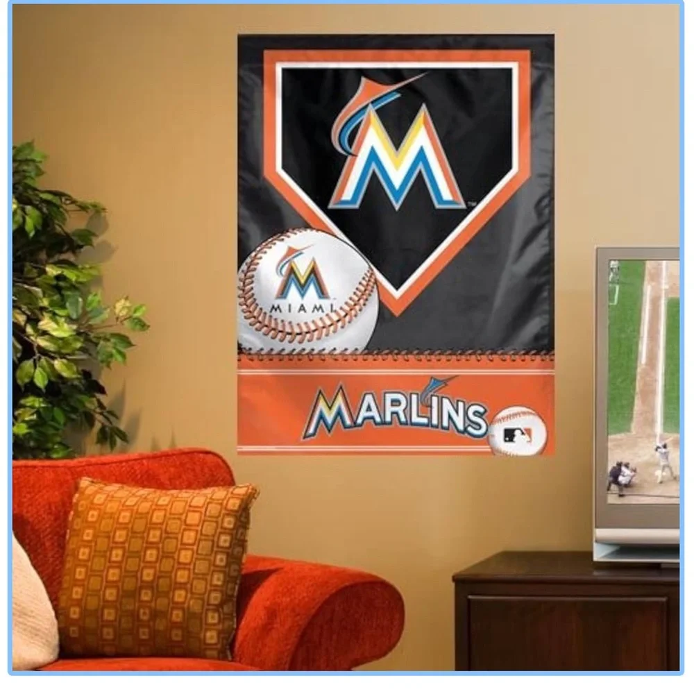 Miami Marlins MLB Primary Logo Vertical Flag: 27x37 Banner